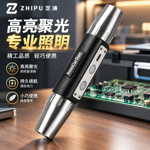 【ZHIPU 芝浦】玉石手電筒四光源鑑玉燈翡翠玉石鑑定燈USB驗鈔燈紫光燈(高亮聚光強力穿透無極調光)p