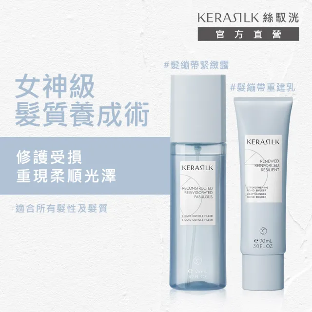 【KERASILK】女神級髮質養成術☆髮繃帶緊緻露125ml+重建乳90ml(受損髮質適用/還原髮絲強韌彈性/抗熱修護)