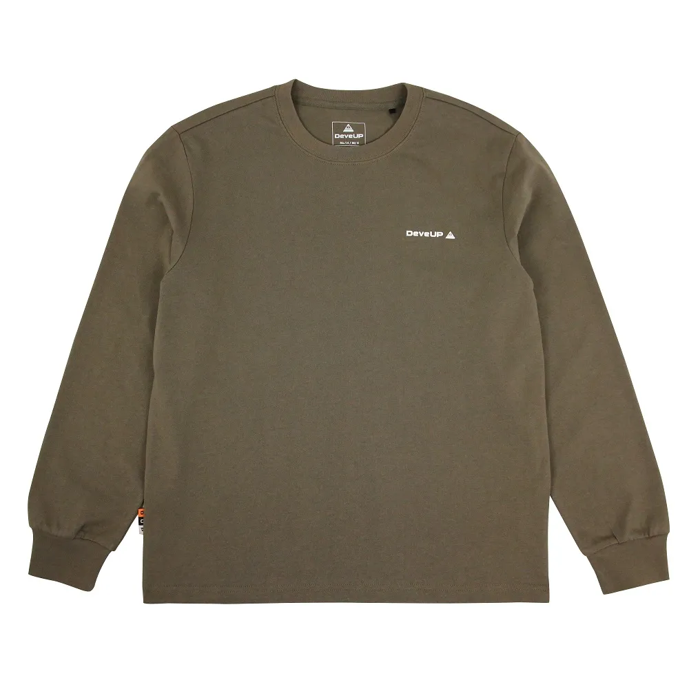 【DeveUP】『DeveUP』棉質長袖圓領LOGO-TEE(產品編號 : D02416 可可啡)