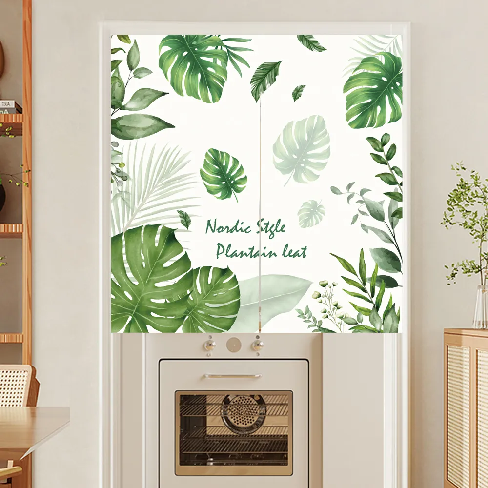 【BonBon naturel】龜背葉-加厚穿桿式門簾/裝飾簾-88cm*90cm(櫃簾/窗簾/短門簾/免打孔穿桿門簾)