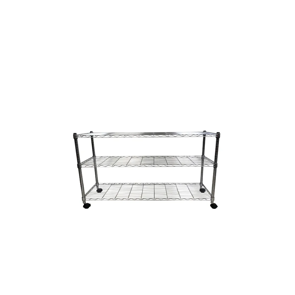 【Qi Mei 齊美】MIT耐重鐵力士鍍鉻萬用收納三層架120x45x65cm-附輪(外銷日本/倉儲架/鐵架/收納架/置物架)