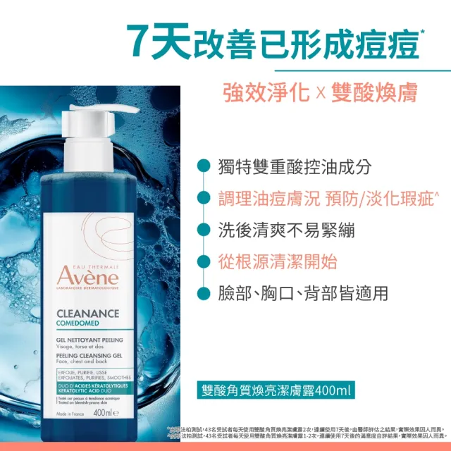【Avene 雅漾】官方直營 雙酸角質煥亮潔膚露400mlx2入