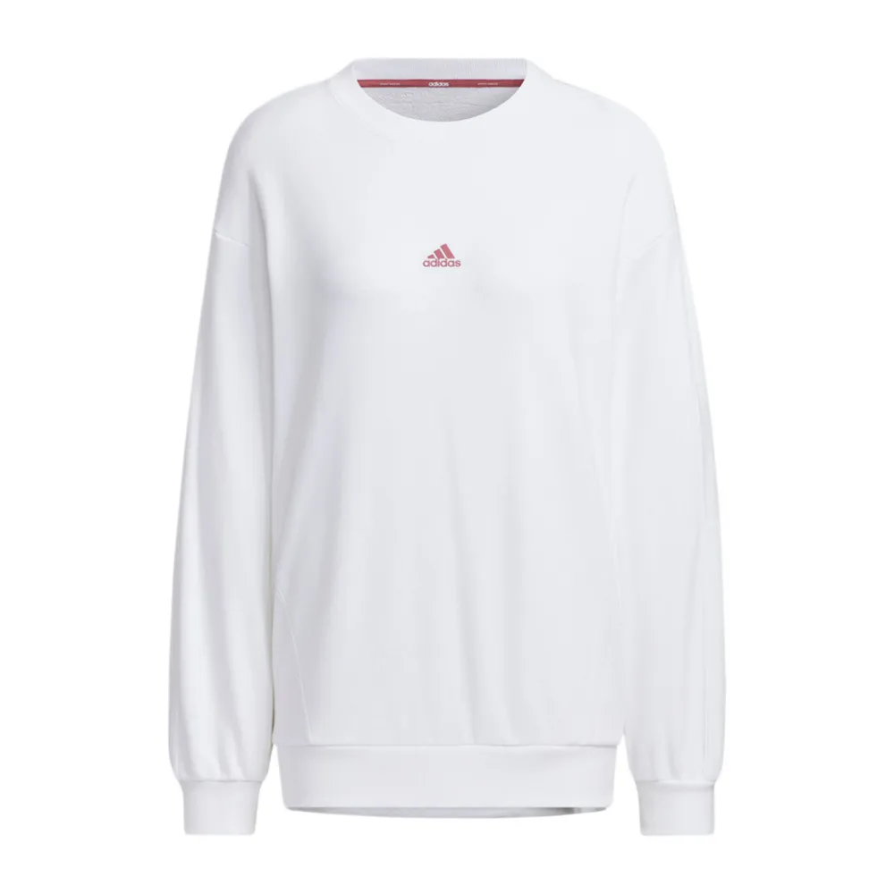【adidas 愛迪達】Word Ft Crew 女 長袖上衣 休閒長袖 簡約 舒適 百搭 白(JG8174)