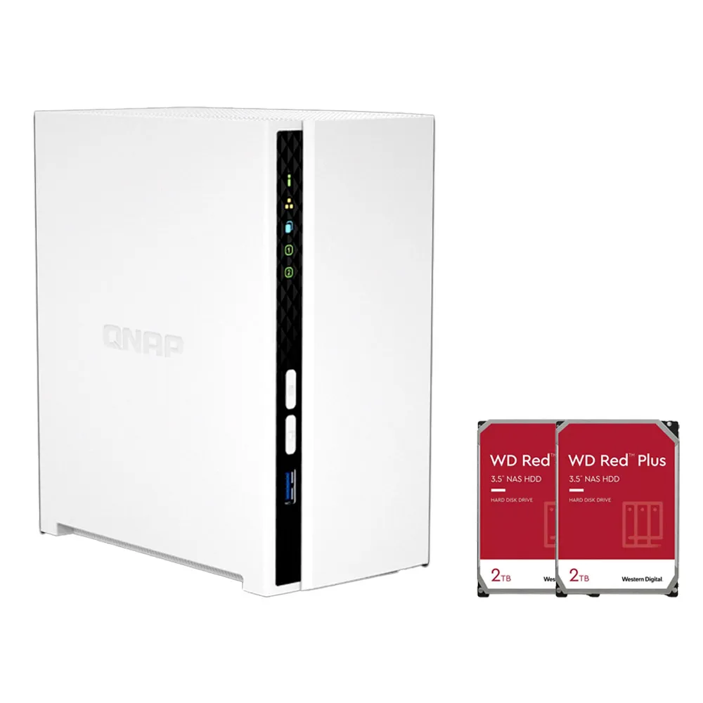 【QNAP】搭WD紅標Plus 2TBx2★TS-233 2Bay NAS 網路儲存伺服器+(WD20EFPX)