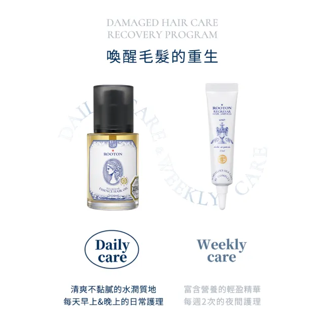 【ROOTON 官方直營】喚活極萃雙效修護髮油100ml+喚活極萃雙效修護髮油8ml