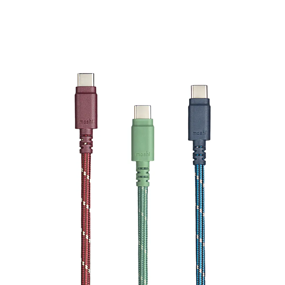【moshi】Integra 強韌系列 USB-C to USB-C (240W/480Mbps) 充電/傳輸編織線-薄型插頭 (1.2m)