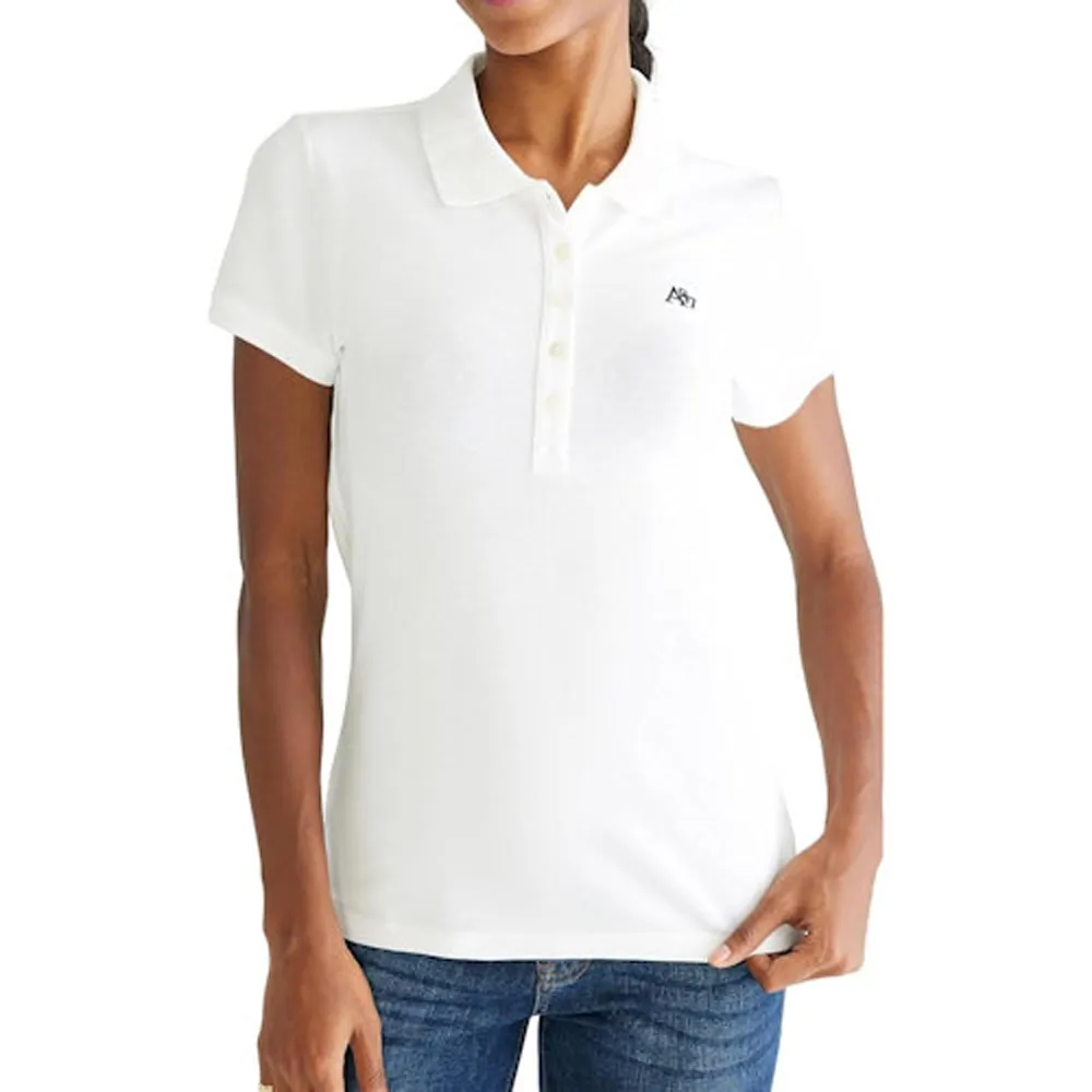 【Aeropostale】2025女時尚字母標誌白色短袖POLO-網