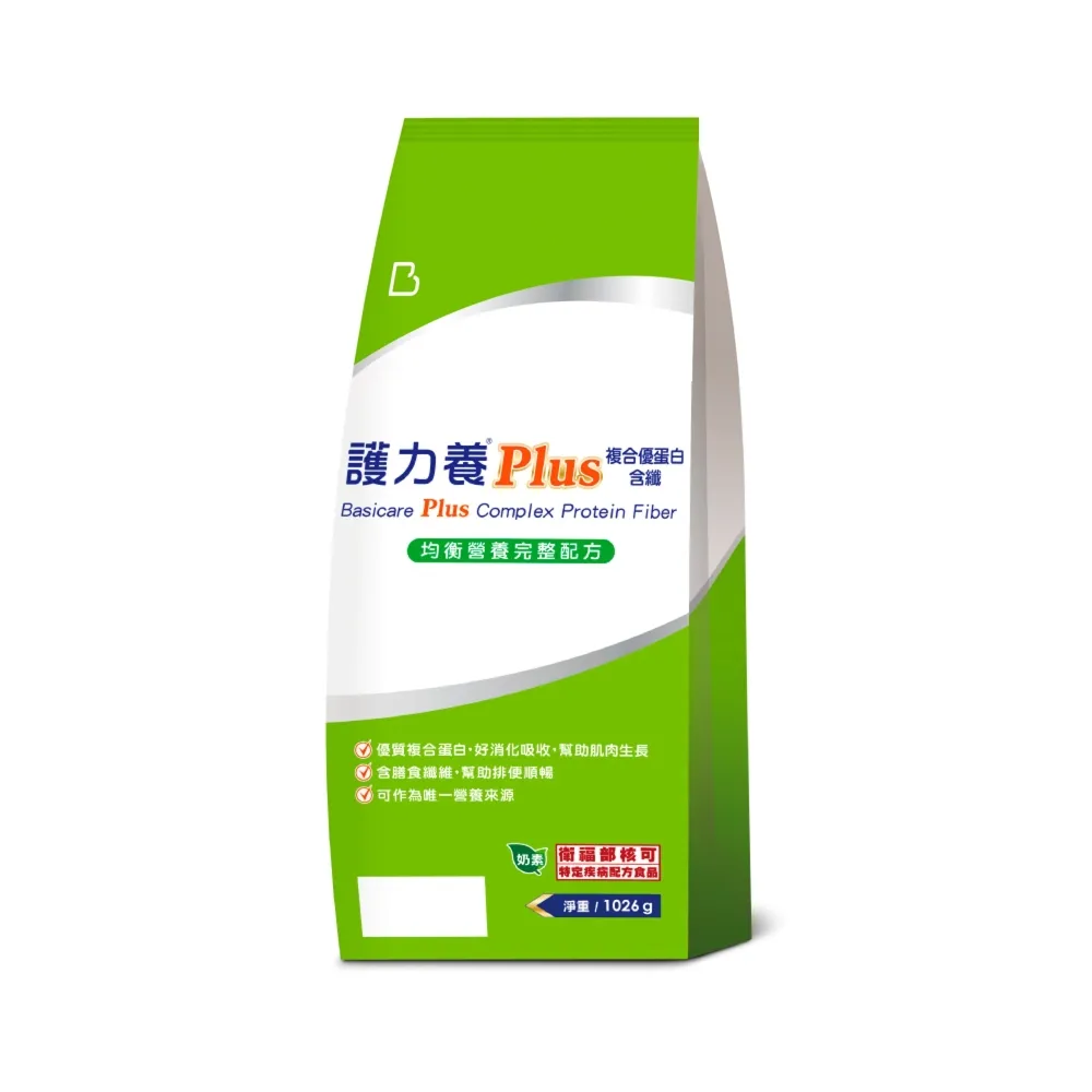 【Basicare 護力養】Plus複合優蛋白含纖均衡營養完整配方1026g(3種優蛋白、雙纖維、牛磺酸、左旋肉鹼)