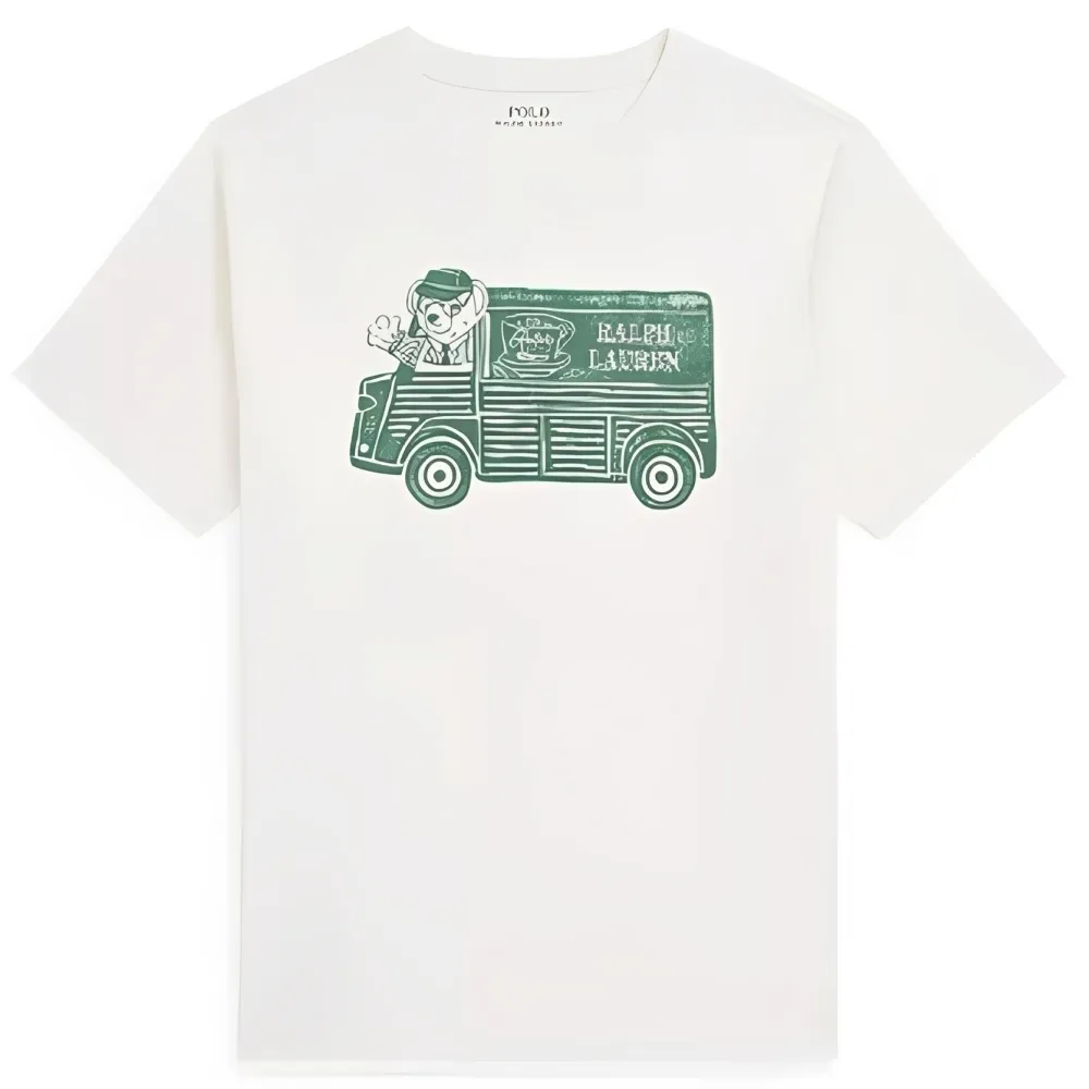 【RALPH LAUREN】青年款 小熊開車 米白色 短T (POLO polo RL rl Ralph Lauren 女生可穿 )