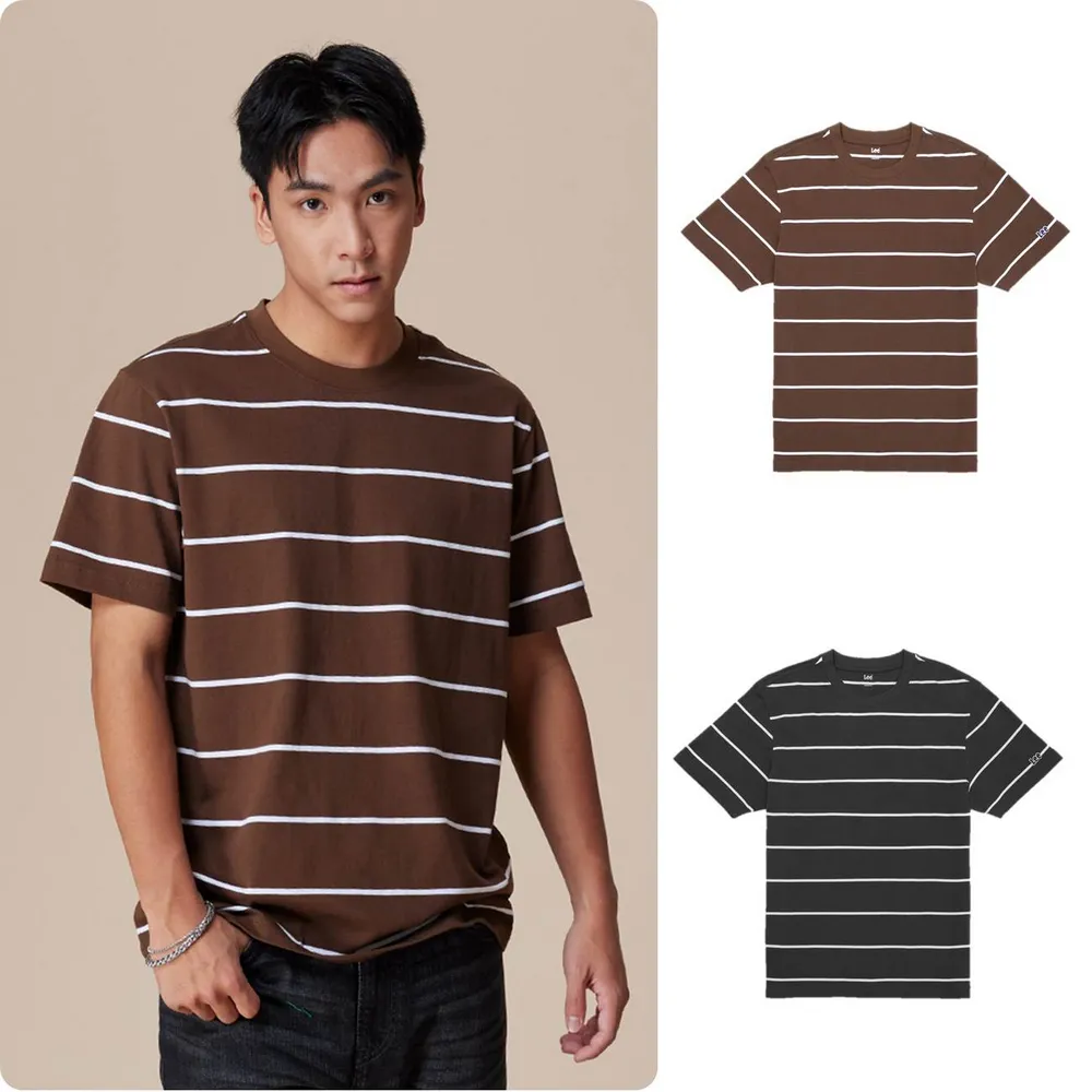 【Lee】男裝 短袖T恤 / 細條紋 共2色 舒適版型 / LB602021727 LB602021K11