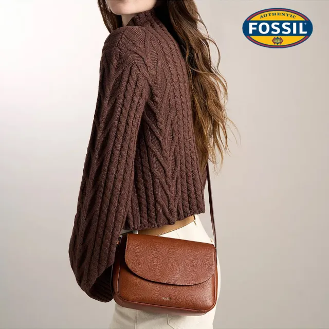 【FOSSIL】Kasey 真皮翻蓋斜背包 (多色可選)