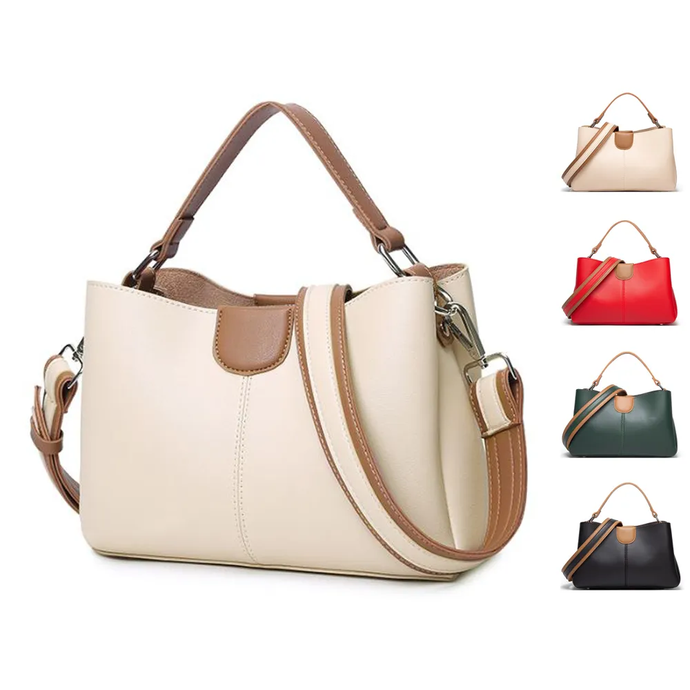 【Rosse Bags】休閒時尚撞色子母手提單肩包(現+預  米白 / 紅色 / 黑色 / 綠色)
