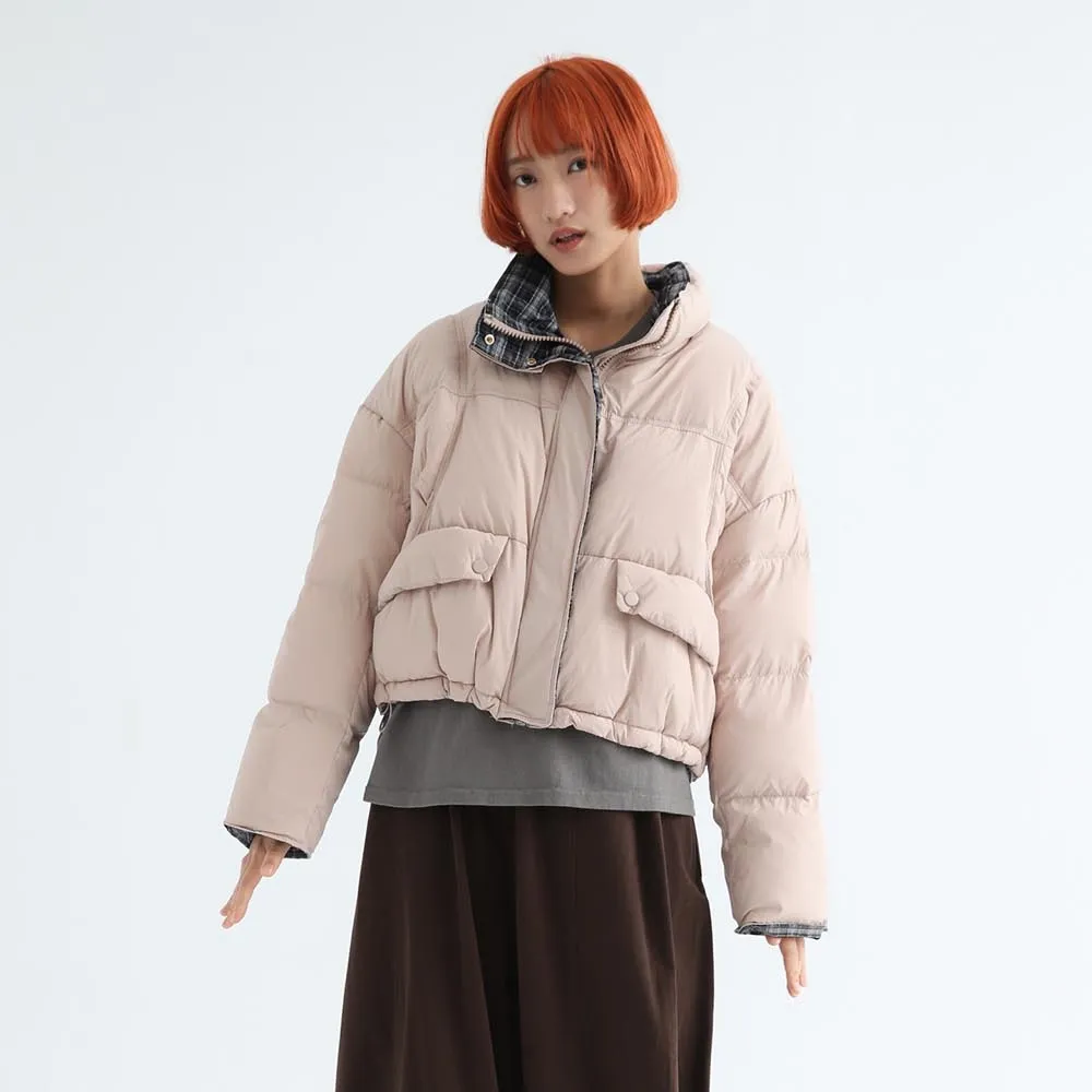 【PINK NEW GIRL】翻領中短版羽絨外套 Z5702BD(2色)