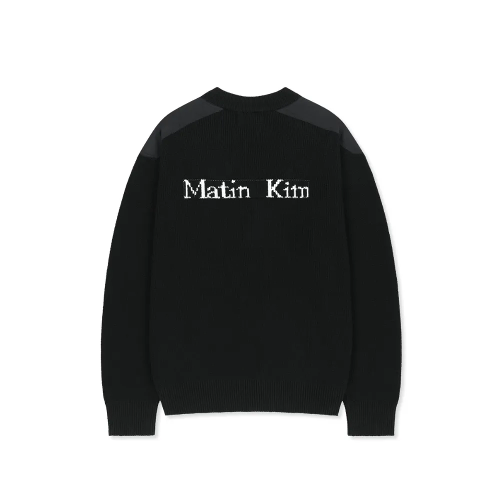 【MATIN KIM】官方旗艦 拼接設計針織拉鍊外套男款(黑色)