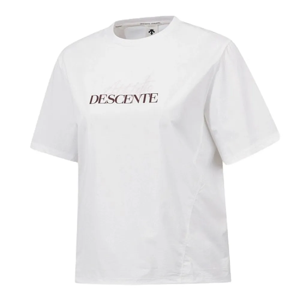 【DESCENTE】迪桑特 女士 透氣涼感短袖T恤(白色)