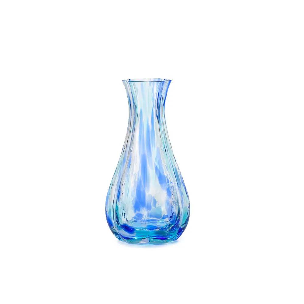 【ADERIA】日本製津輕系列花彩玻璃花瓶(海洋藍)