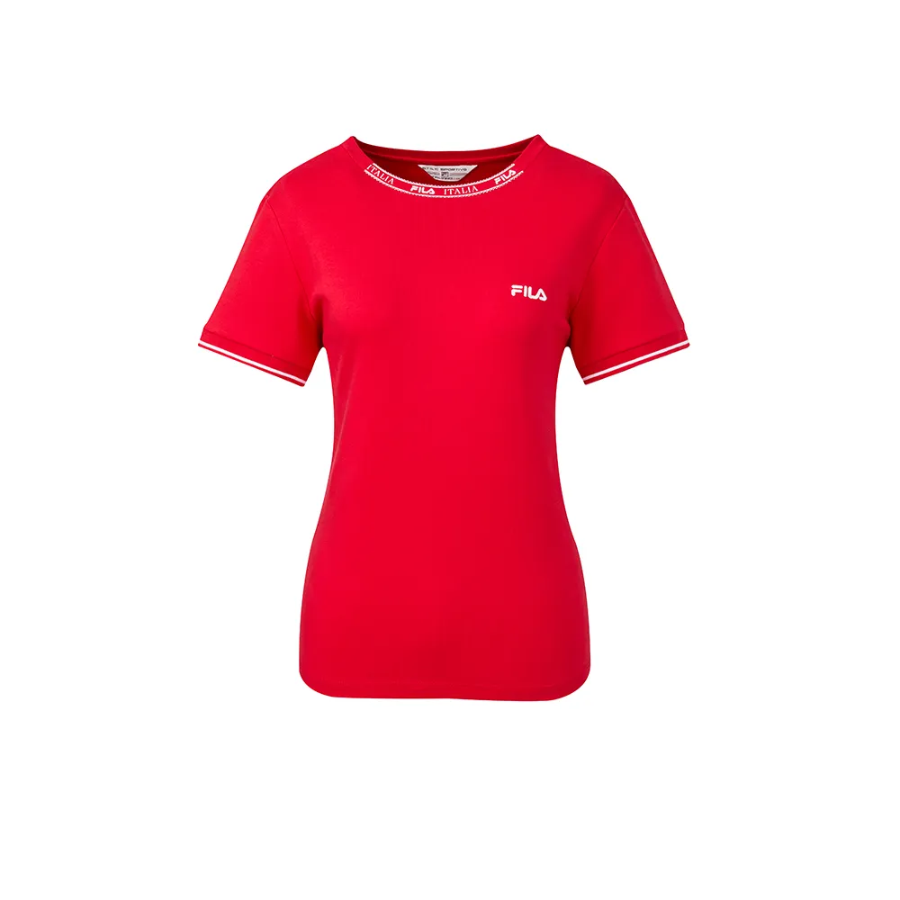 【FILA】女短袖圓領T恤-紅色 5TEA-1715-RD