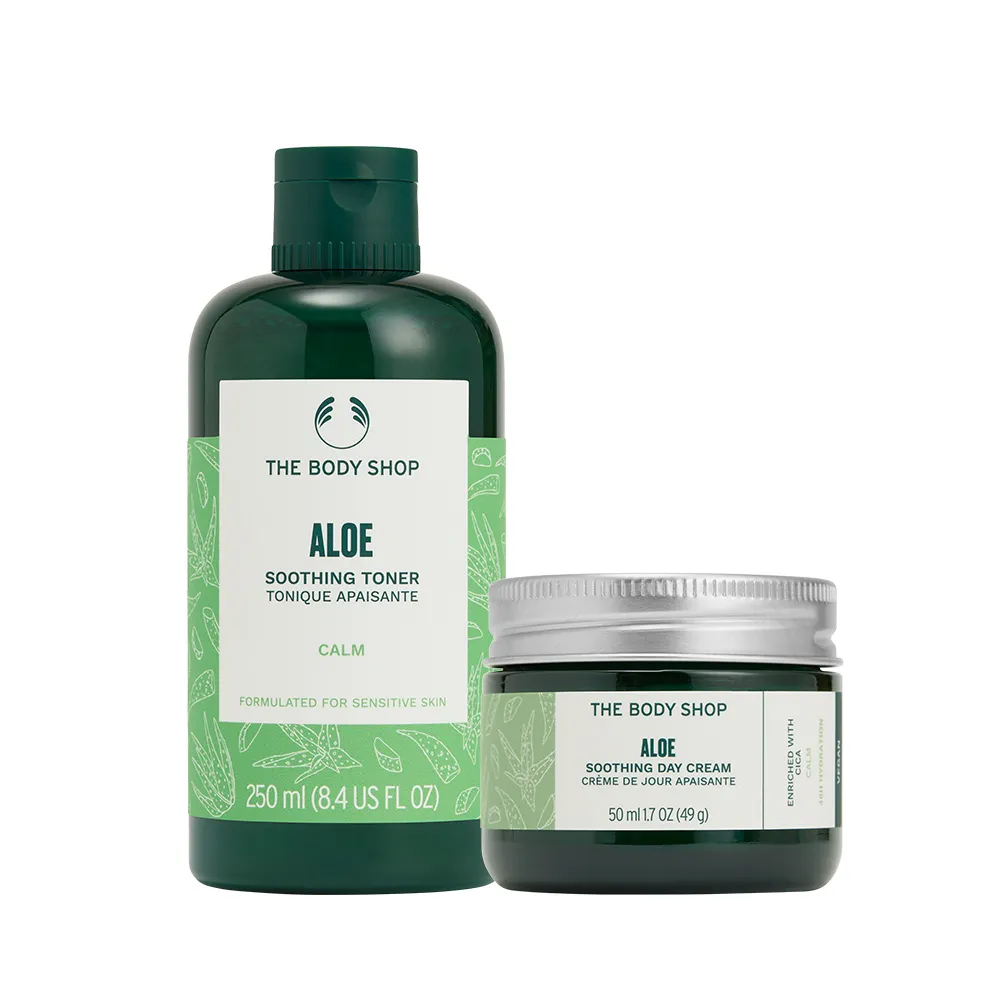 【THE BODY SHOP 美體小舖】蘆薈舒緩保濕組(調理水250ML+日霜50ML)(雙11限定/雙11獨家)1111campaign