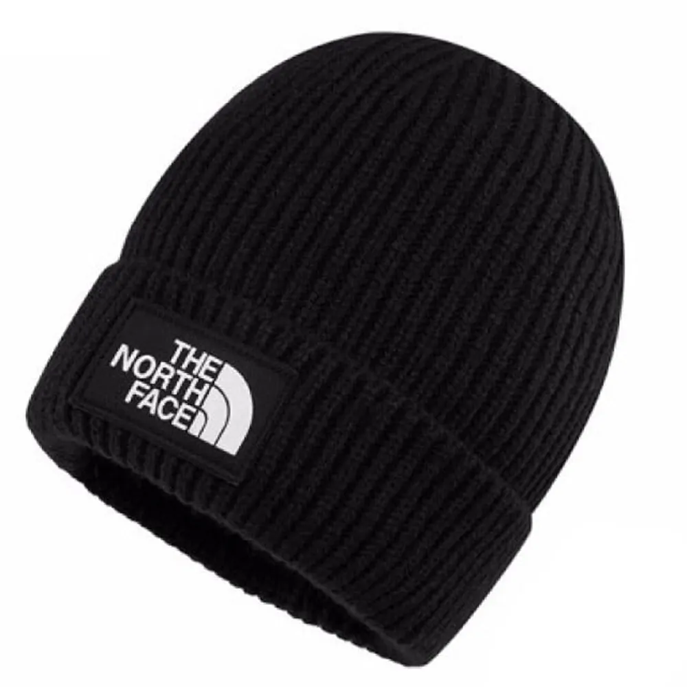 【The North Face】LOGO BOX CUFFED BEANIE 布標針織保暖毛帽_深帽口/可覆耳(3FJX-JK3 黑 N)