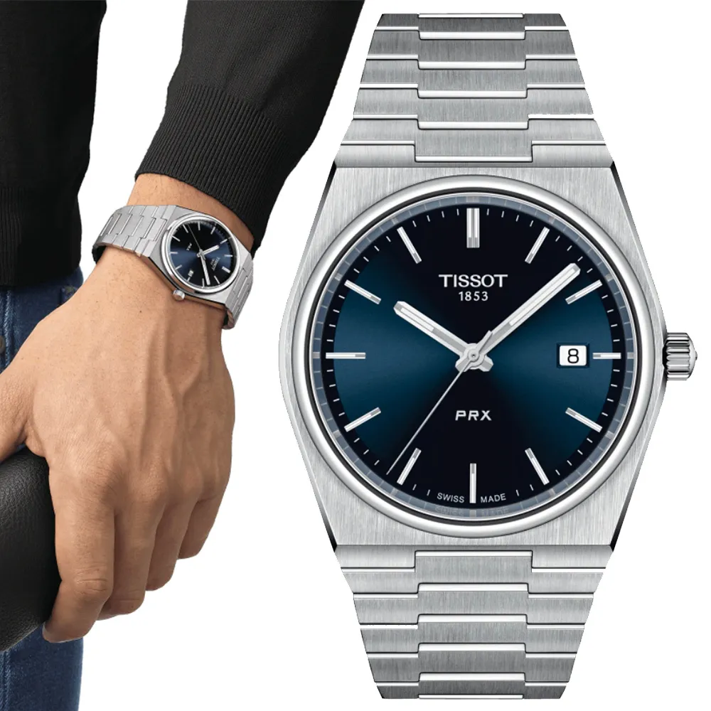 【TISSOT 天梭】PRX系列 1970年代復刻 時尚腕錶 錶 週年慶 雙11 (T1374101104100)