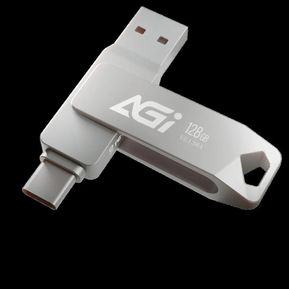 【AGI】UE138A 256GB 金屬雙頭隨身碟(USB 3.2｜Type-C & Type-A｜高速讀寫｜手機/筆電適用)