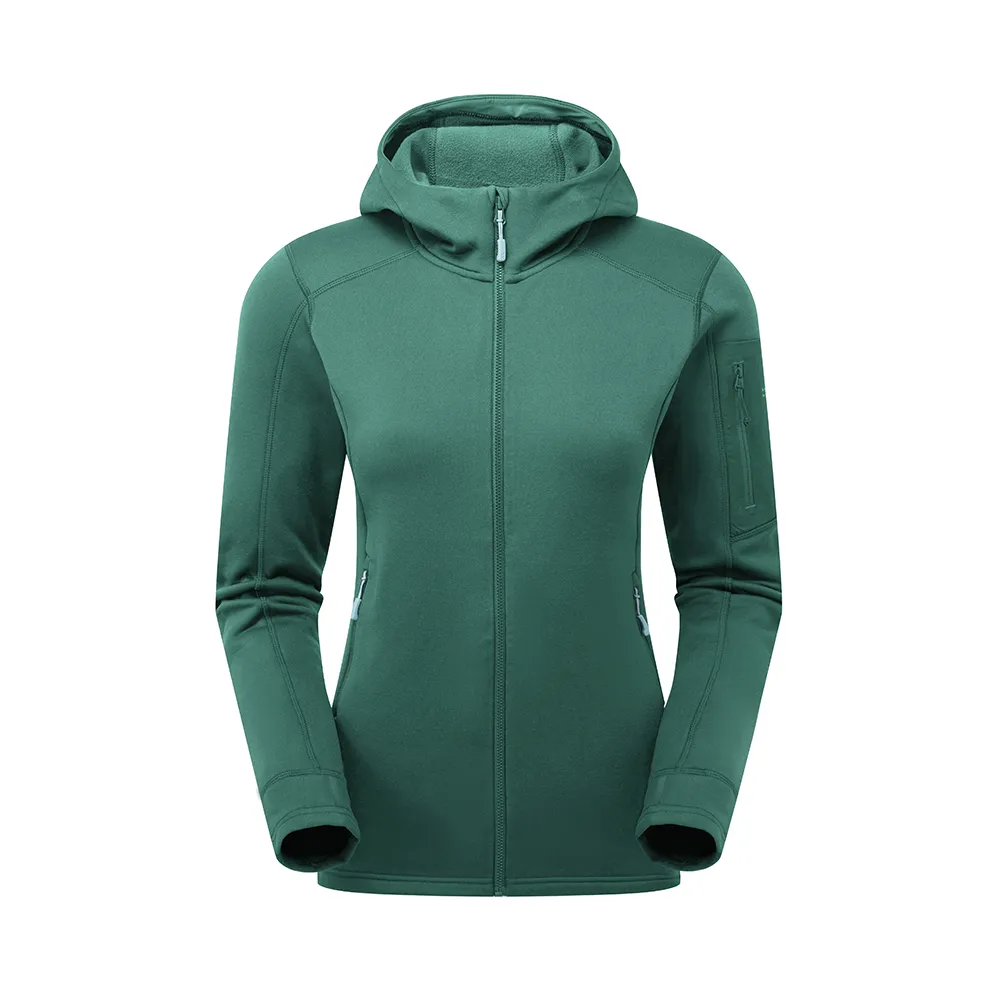 【RAB】Modulus Hoody Women 快乾排汗彈性保暖連帽外套 女款 尤加利綠 #QFG16