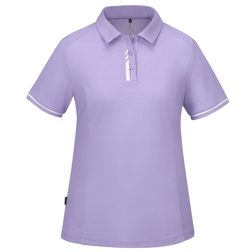 【ATUNAS 歐都納】女款POLARTEC POWER DRY短袖POLO衫(A1PS2504W輕柔紫/吸濕排汗/抗臭/抗UV防曬/透氣快乾)