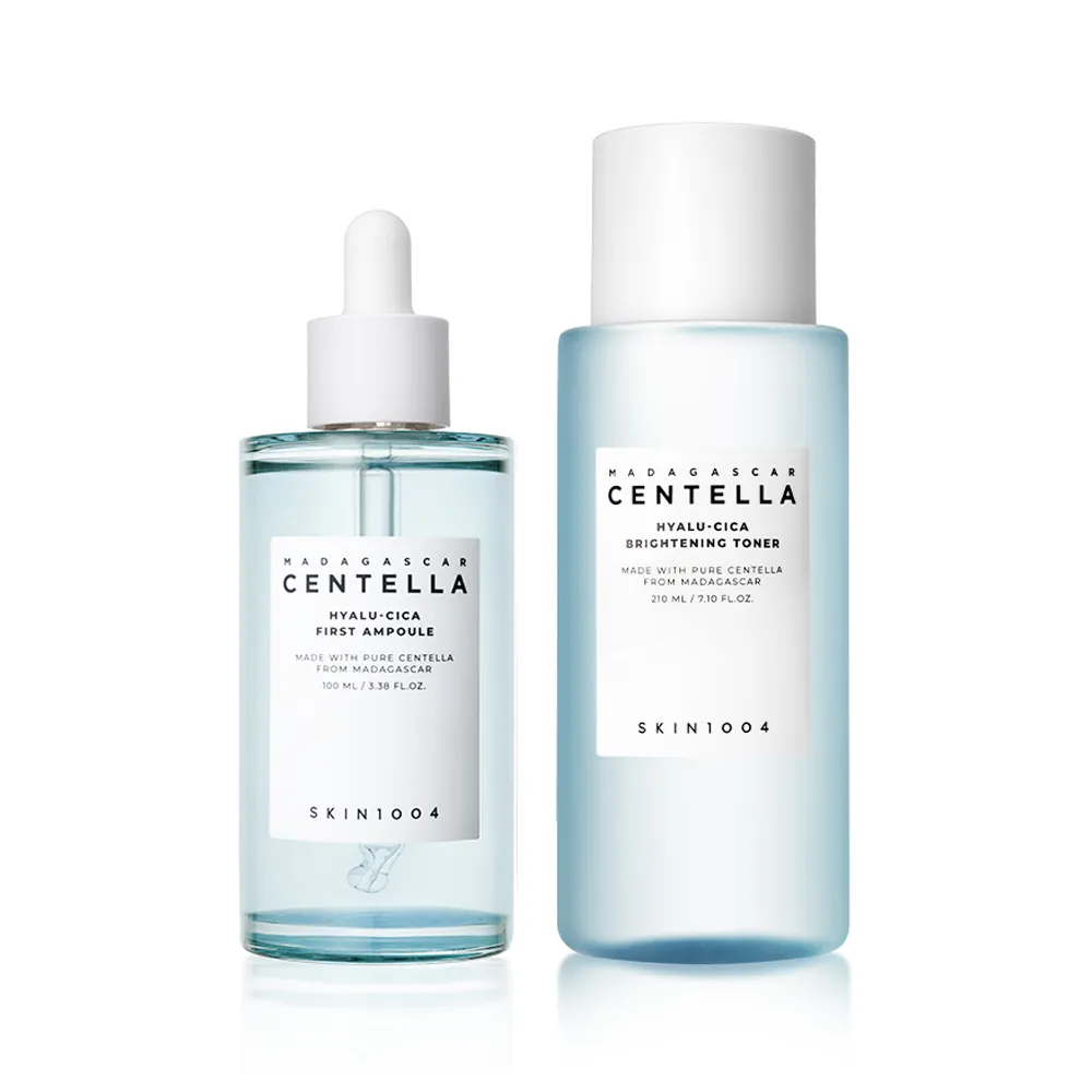 【Skin1004】官方直營 馬達加斯加積雪草{玻尿酸}件組(第一精華液 100ml+光彩爽膚水 210ml)