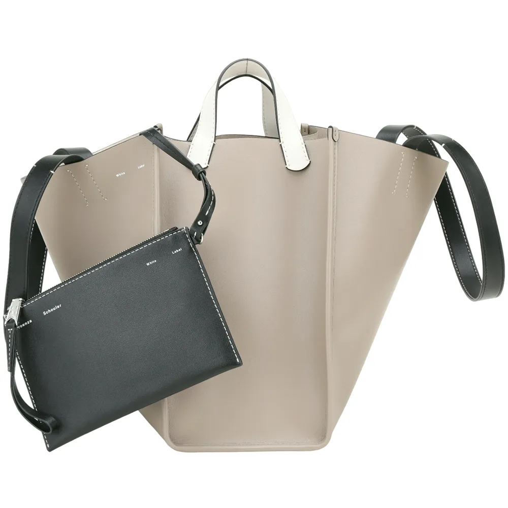 【Proenza Schouler】PS1 Mercer XL 雙提把 肩背牛皮托特包(灰色 側背包 手提包 LOEWE設計總監品牌)