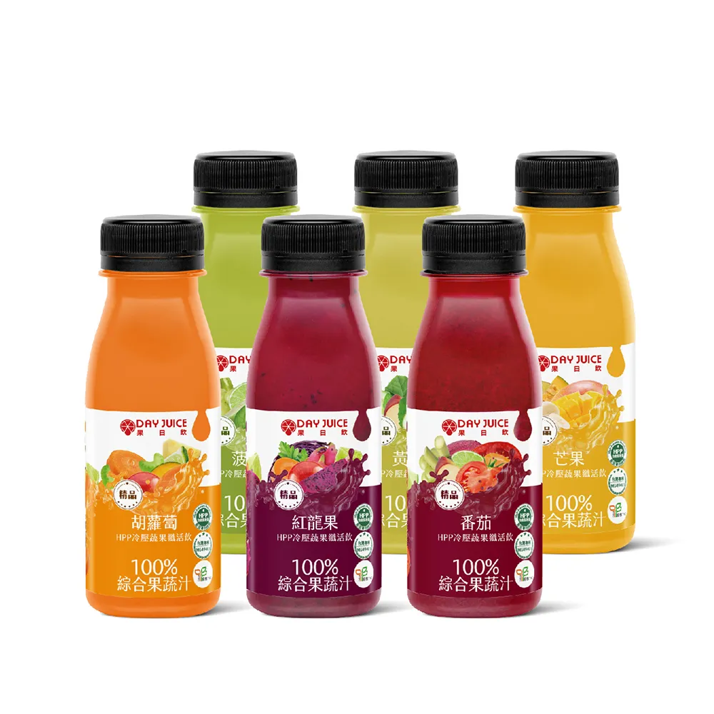 【Day Juice 果日飲】冷壓綜合蔬果纖活飲6瓶組(1-6號各1瓶-共6瓶)