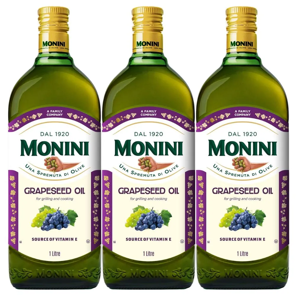 【Monini】莫尼尼葡萄籽油1000mlx3瓶(100% 純葡萄籽油)