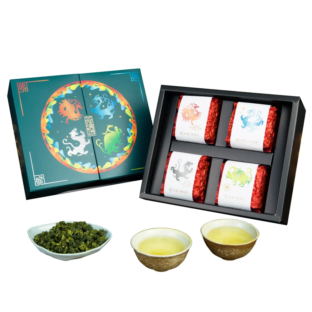 【xiao de tea 茶曉得】四方神獸風華烏龍茶葉禮盒75gx4包x2盒(贈品牌提袋/中秋節/年節送禮/茶葉/禮盒)