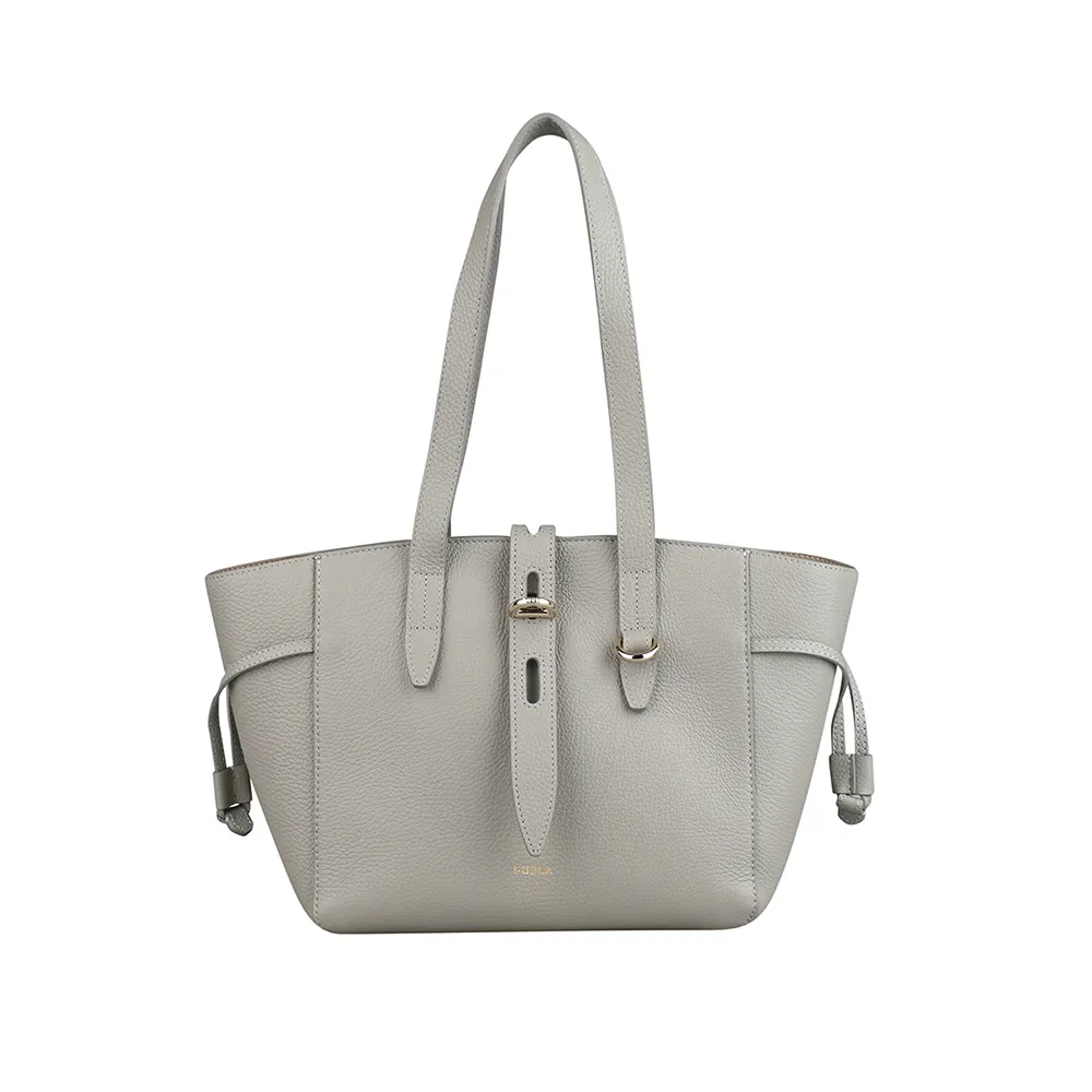 【FURLA 芙拉】NET經典燙金標誌全皮肩背包(S/大象灰)