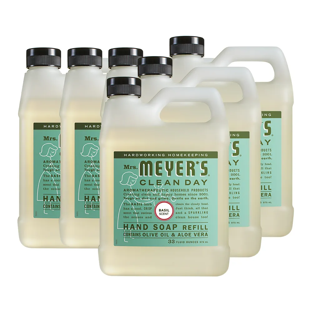 【Mrs.Meyers 梅耶夫人】草本香氛洗手乳補充瓶975mlx6(英式冒險 自然提神香 辛香)