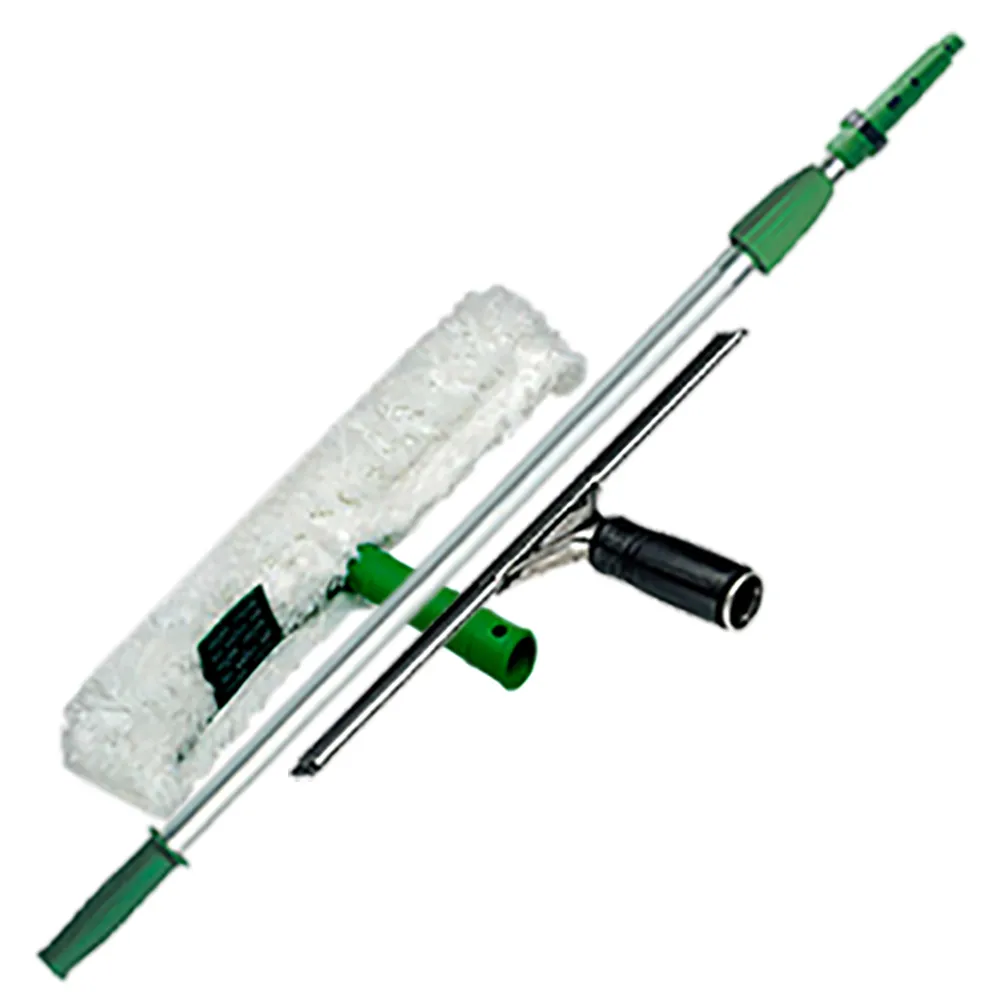 【Unger 安佳】玻璃刮刀25cm+兔毛洗窗器+伸縮桿125cm(玻璃刮刀洗窗工具組)