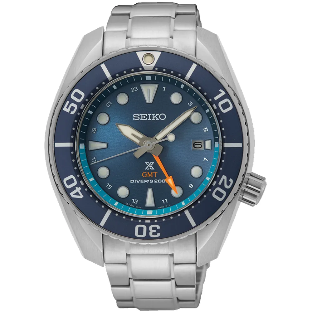 【SEIKO 精工】PROSPEX SUMO GMT太陽能200米潛水錶-45mm 雙11 送禮(5K65-0AA0B/SFK001J1)