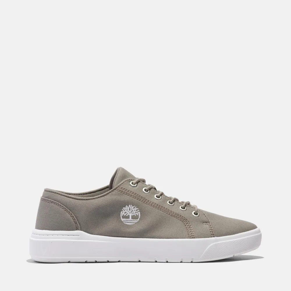 【Timberland】男款淺灰褐色低筒帆布休閒鞋(A67E1ER9)