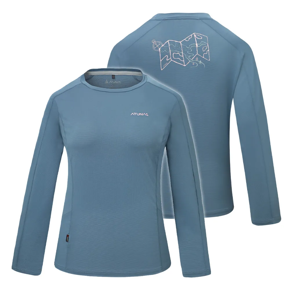 【ATUNAS 歐都納】女 POLARTEC POWER DRY透氣排汗長袖T恤.快乾休閒運動衫/抗臭/ A1TSGZ02W 深岩灰