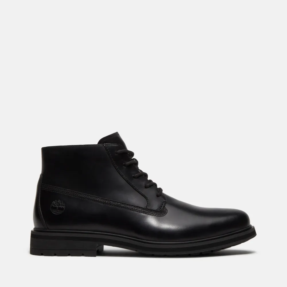 【Timberland】男款黑色皮革中筒靴(A5NTSW02)