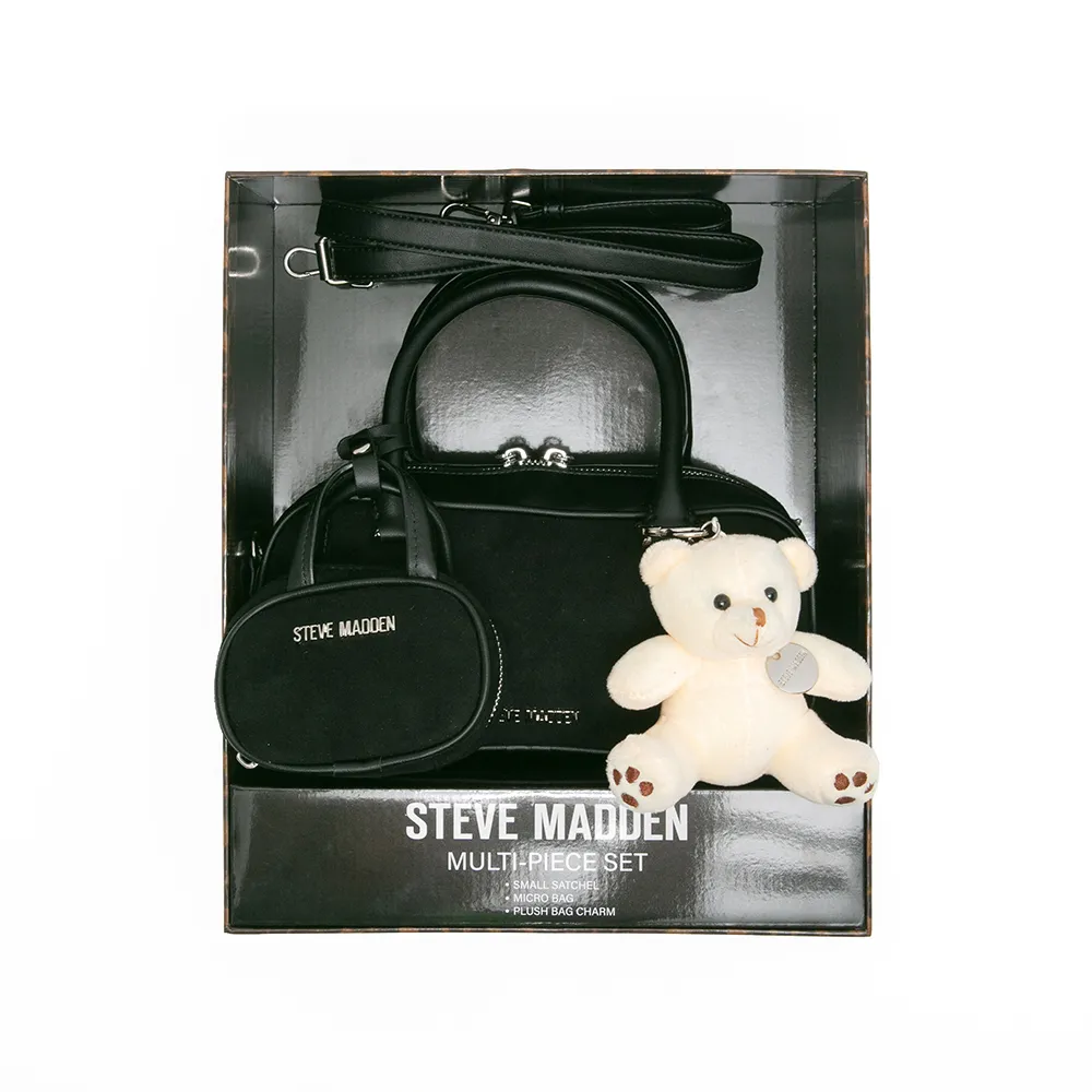 【steve madden】麂皮法棍小包三件禮盒組(黑色)