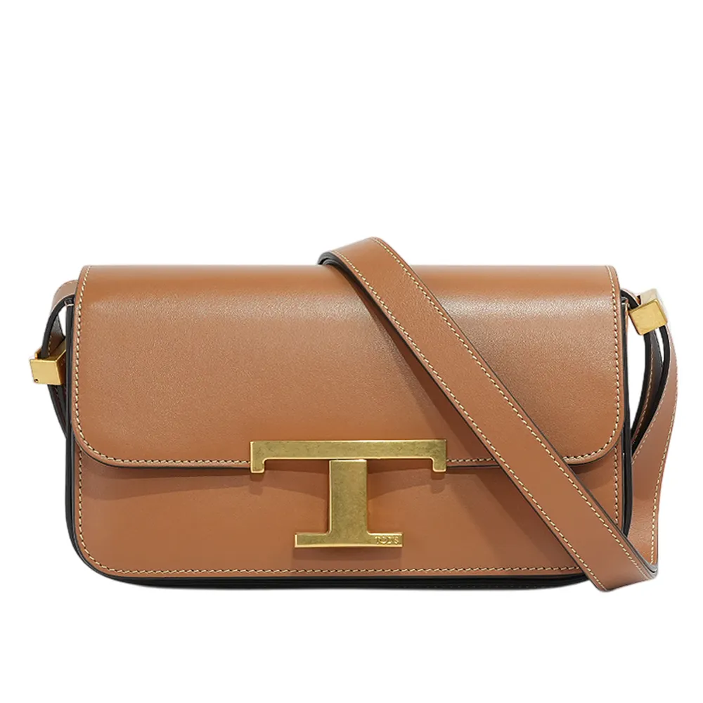 【TOD’S】T Timeless 光滑小牛皮翻蓋長型二用包(棕色)