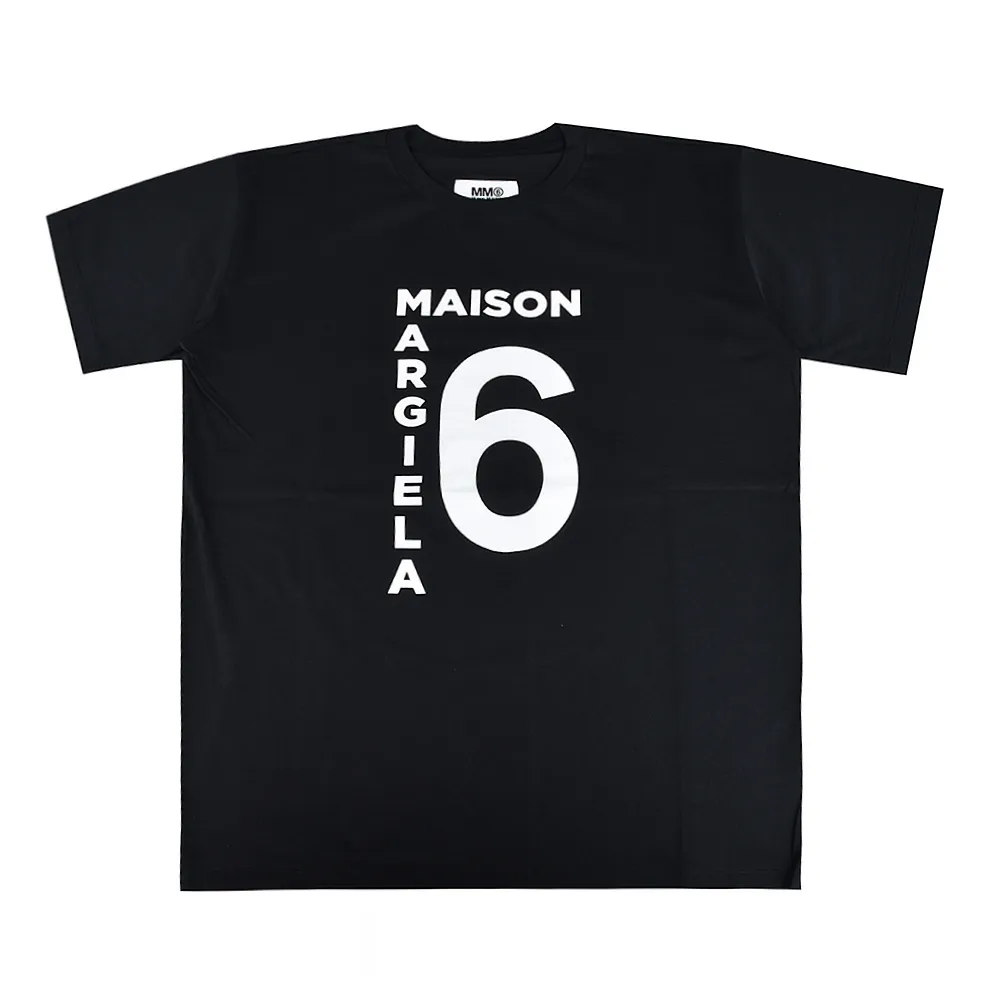 【MM6 MAISON MARGIELA】MM6 Maison Margiela大寫英數LOGO短袖純棉T恤(女款/黑)