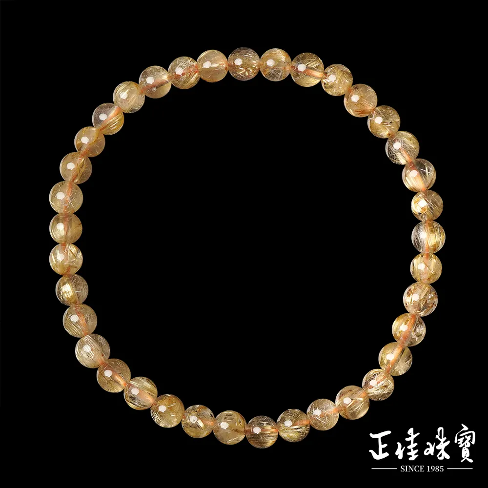 【正佳珠寶】金鈦晶 頂級滿絲老礦鈦 4.8-5.3mm 金鈦晶手珠