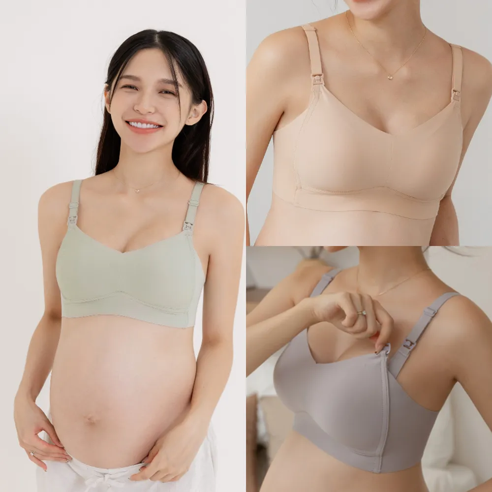 【beaulace 薄蕾絲】哺乳內衣肩開式親膚孕哺兩用 溫柔好蘊(無痕背片 舒適零著感)