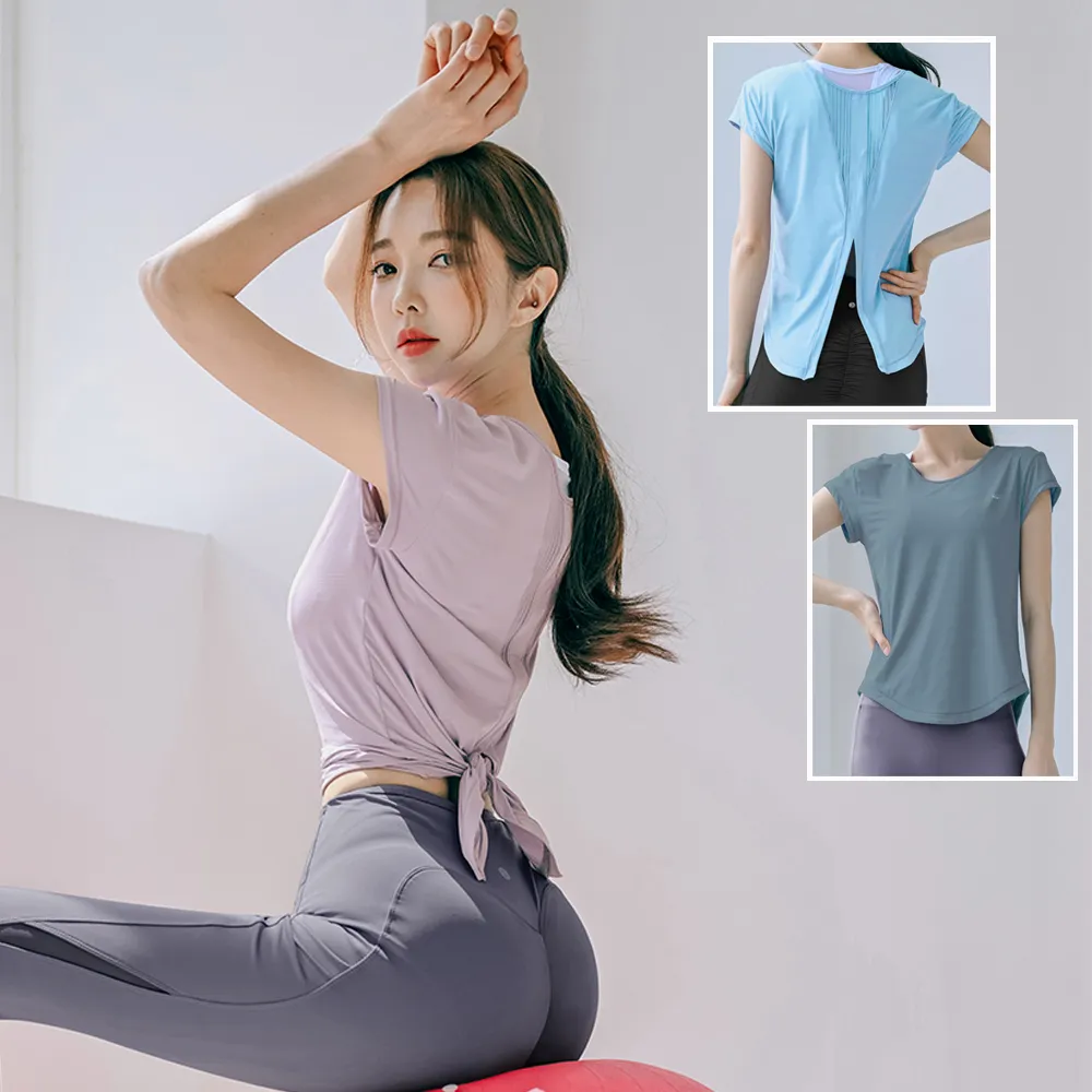 【BODYAIR】任2入 冰感輕盈點布綁腰罩衫上衣(瑜珈.慢跑.運動.健身.透氣.舞蹈.運動服)