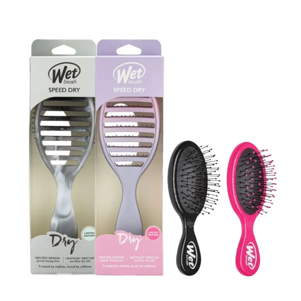 【Wetbrush】專業速乾蓬鬆骨梳+隨身梳(大小梳顏色任選)