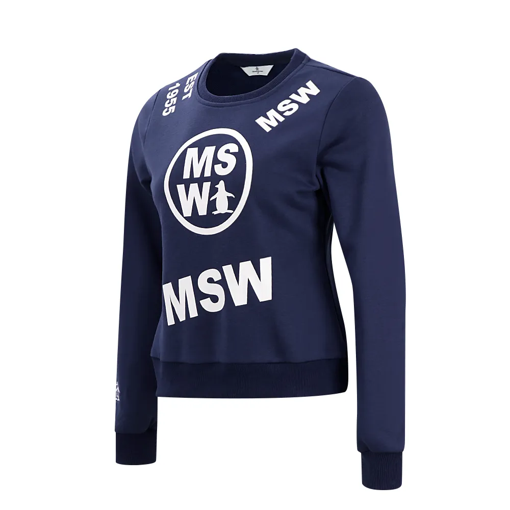 【Munsingwear】企鵝牌 女款深藍色字母印花長袖T-SHIRT   MLSL2804