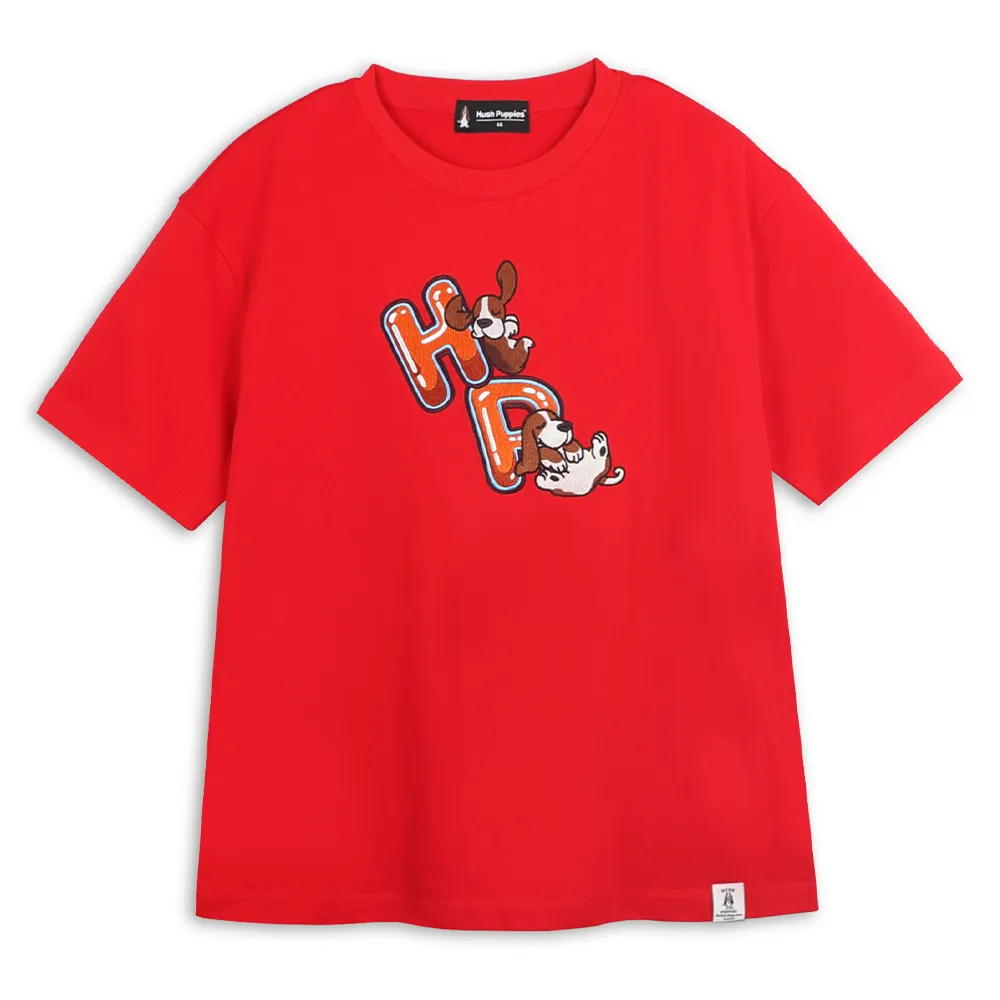 【Hush Puppies】男女共穿 T恤 造型HP趣味Q版狗T恤 (紅色 / 64211802)