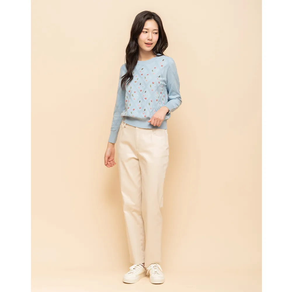 【perng yuh 芃諭名品】輕漾棉甜 仿牛仔 小直筒褲(2025 SS Collection|4A春夏新品上市)