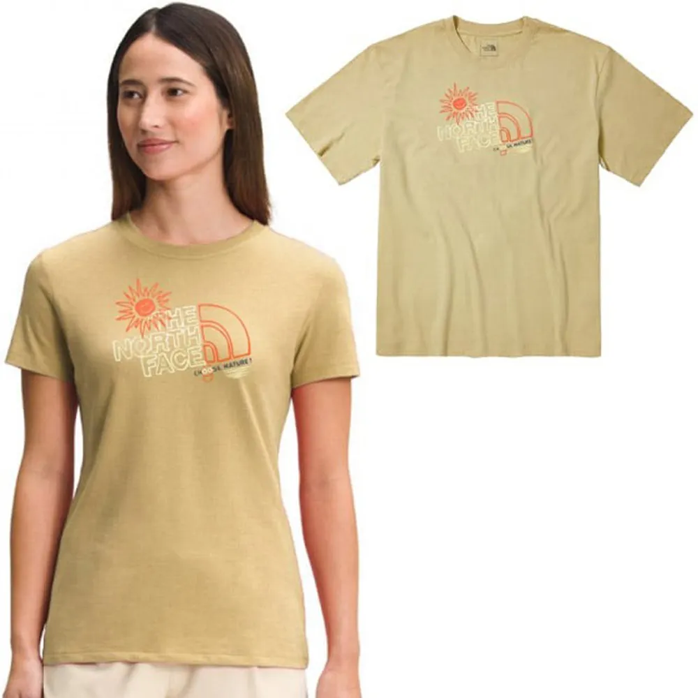 【The North Face】女款 柔軟透氣純棉短袖圓領T恤_亞洲版型.休閒衫(7WET-LK5 卡其 N)